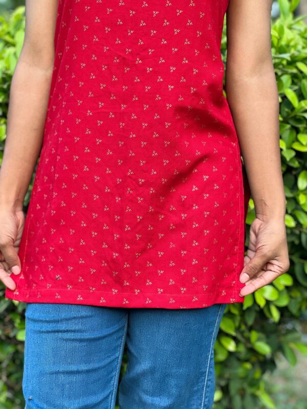Kumkum Print Red Kurti - Image 5