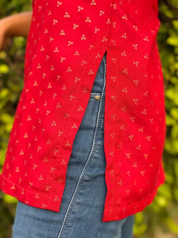 Kumkum Print Red Kurti - Image 2